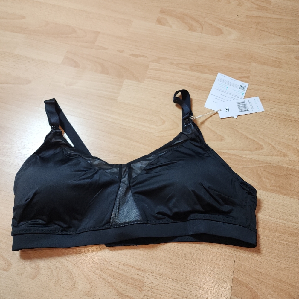 NWT The Dairy Fairy Willow‎ Black The Daily Pumping Nursing Bra Size 3XL
